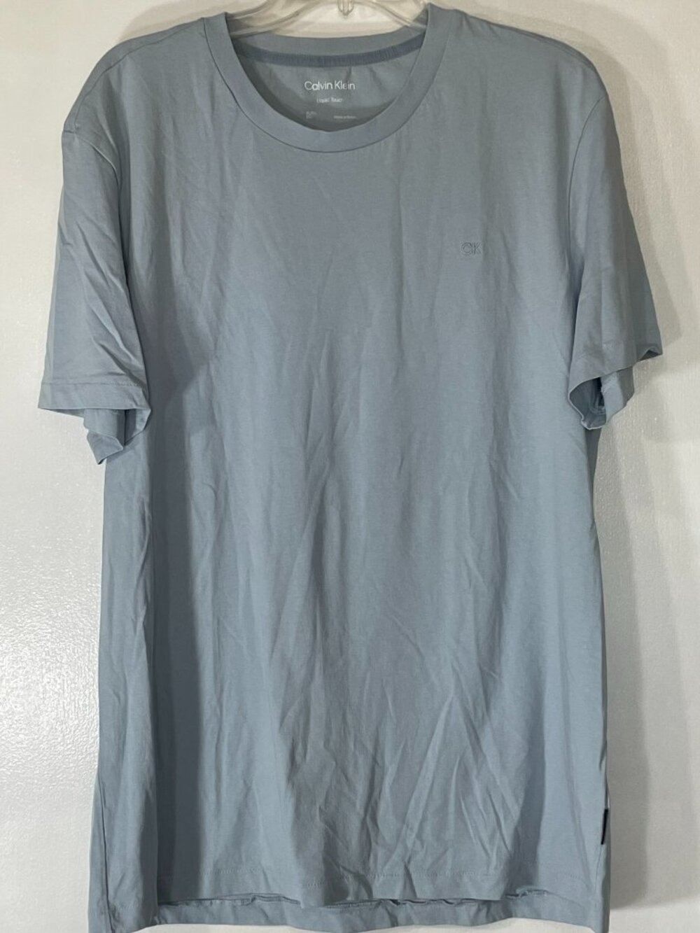 Calvin Klein Liquid Touch Men’s Soft Blue Tee Size XL Cotton Excellent